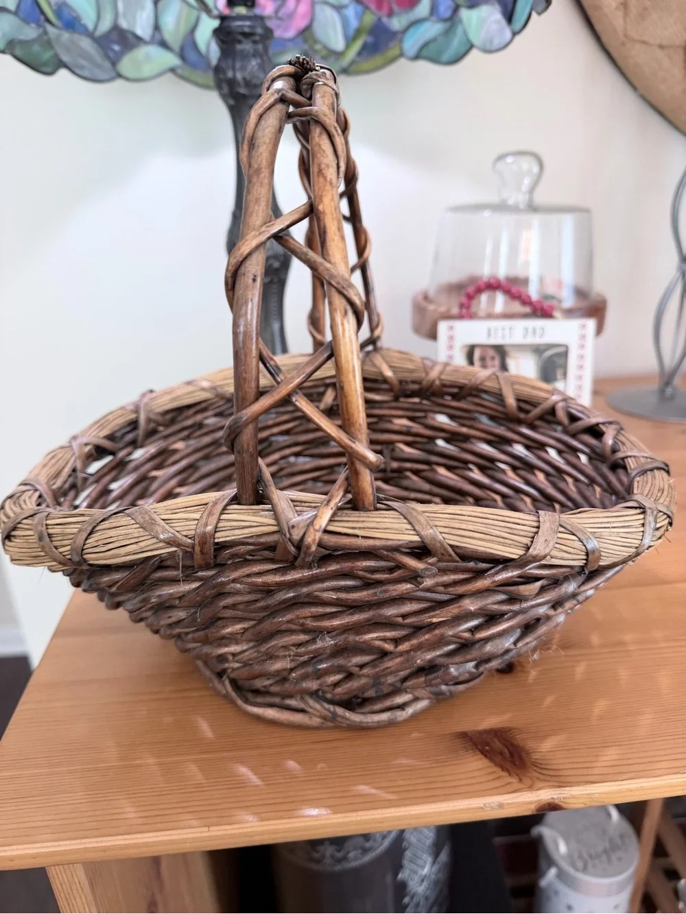 Rustic Brown Woven Handle Basket - Home Accents